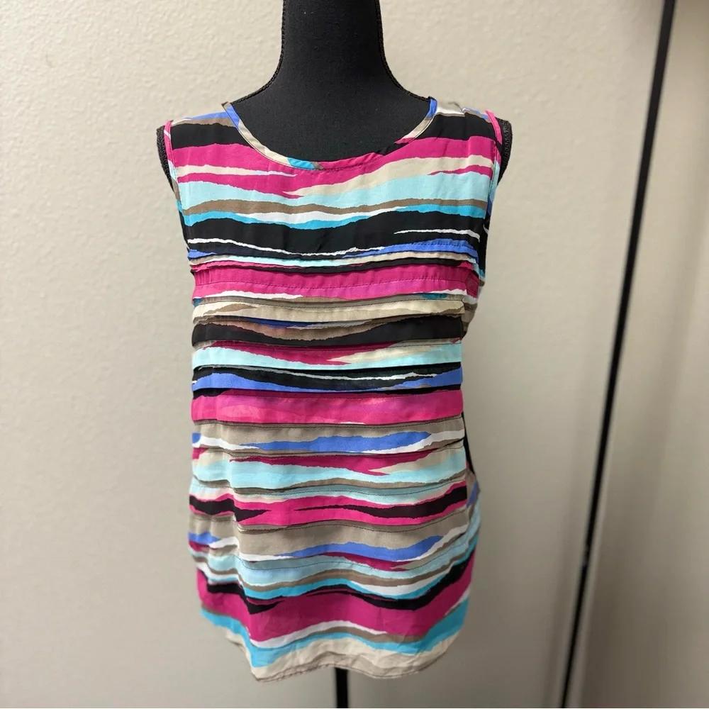 Dana Buchman Multicolor Striped Sleeveless Blouse. Size XL - Picture 1 of 8